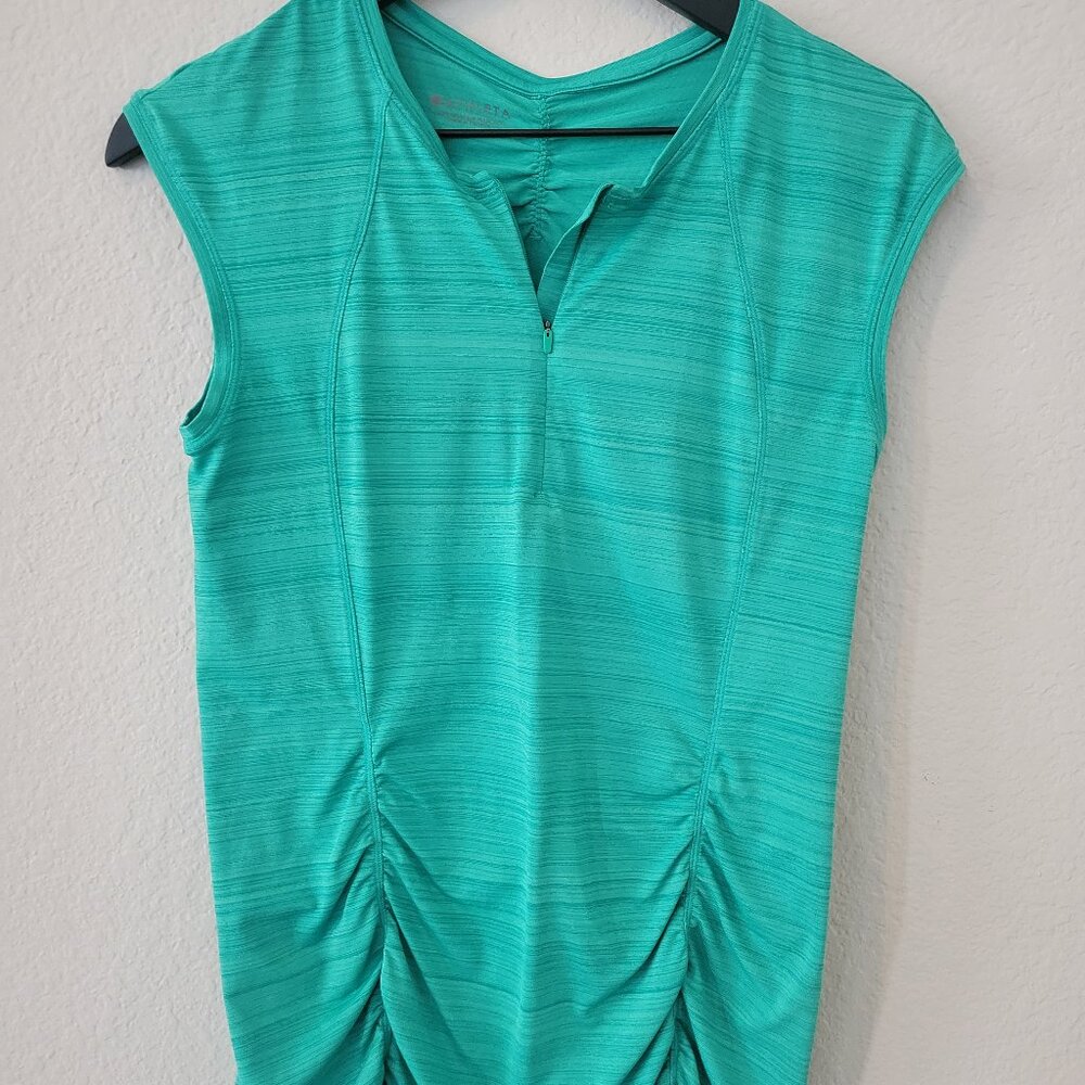 Athleta Cycling Marathon Athletic Shirt Top M Polyester Spandex Zip Pocket